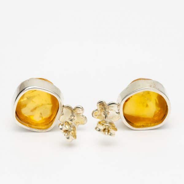 Citrine Raw gemstone flower stud earrings, sterling silver