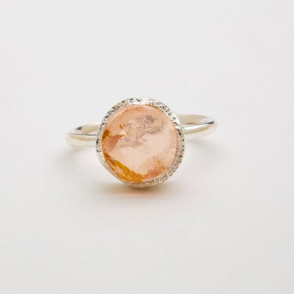 Rose Quartz Raw gemstone ring, sterling silver