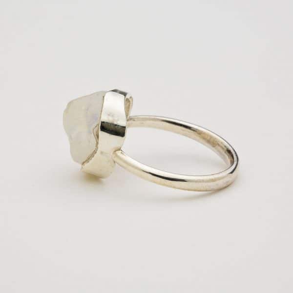 Moonstone Raw gemstone ring, sterling silver