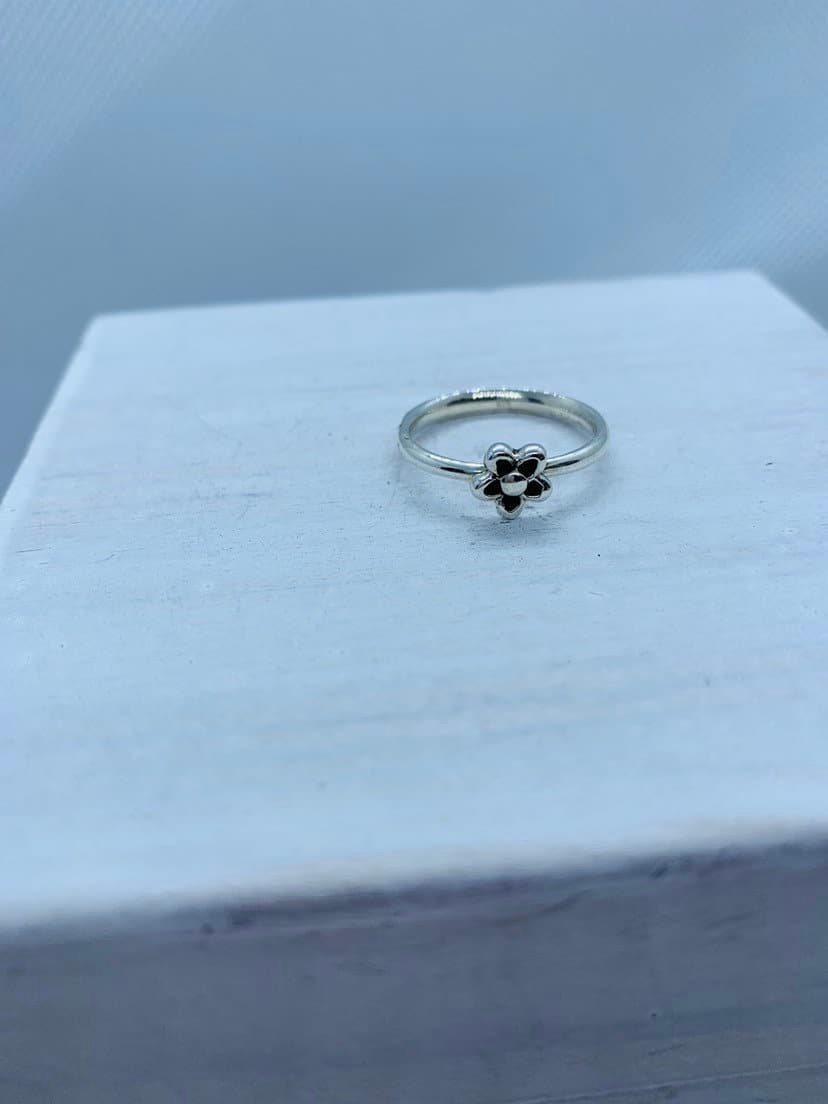 Sterling silver flower stacking ring