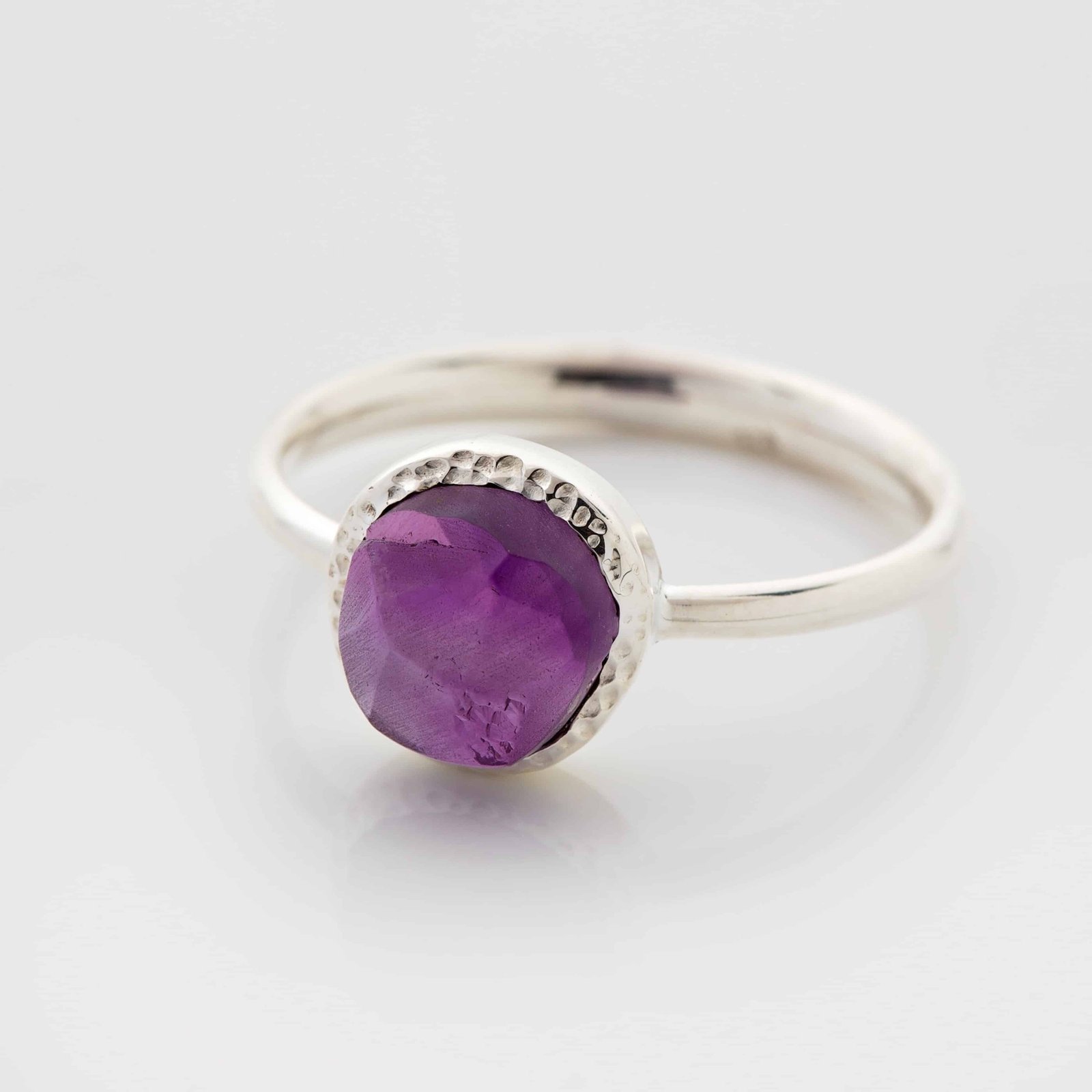 Amethyst raw gemstone ring, sterling silver, February birthstone ...