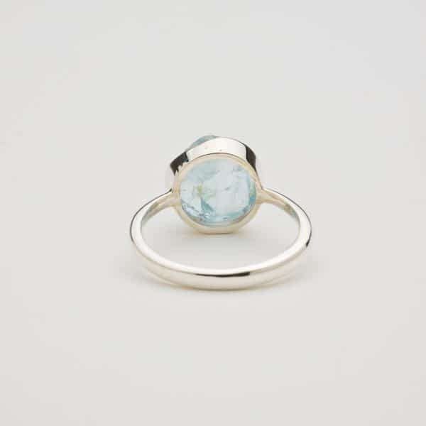 Aquamarine Raw gemstone ring, sterling silver