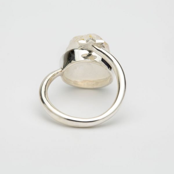Raw Moonstone adjustable ring sterling silver handmade