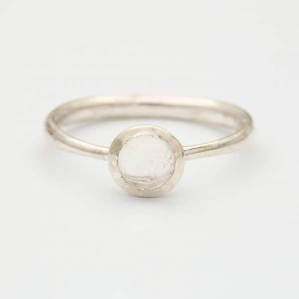 Moonstone Polished gemstone ring, sterling silver