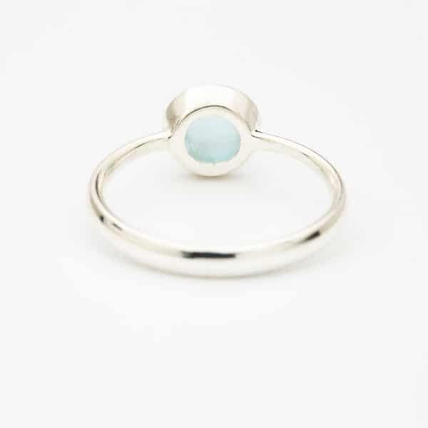 Aquamarine Polished gemstone ring, sterling silver