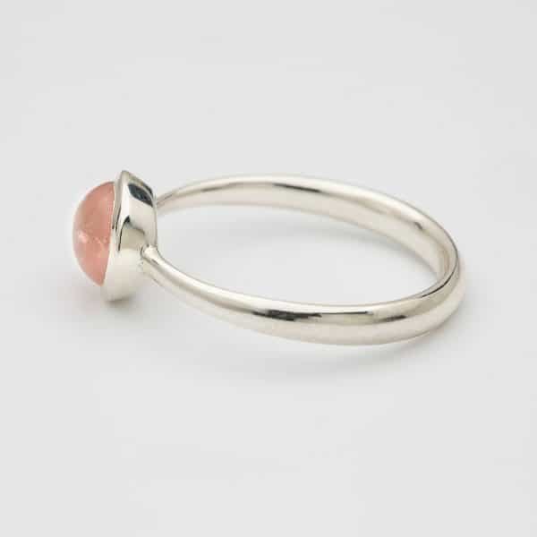 Rose Quartz Polished gemstone ring, sterling silver