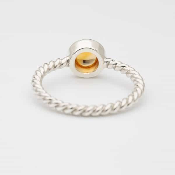 Citrine Polished gemstone twisted ring, sterling silver