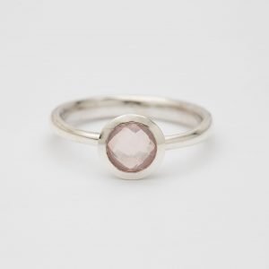 Rose Quartz Faceted gemstone ring, sterling silver