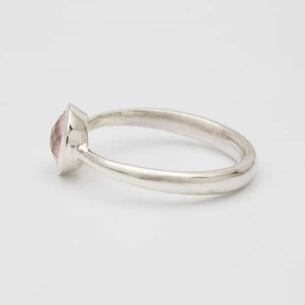 Rose Quartz Faceted gemstone ring, sterling silver