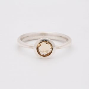 Citrine Faceted gemstone ring, sterling silver