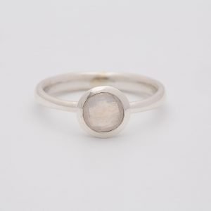 Moonstone Faceted gemstone ring, sterling silver