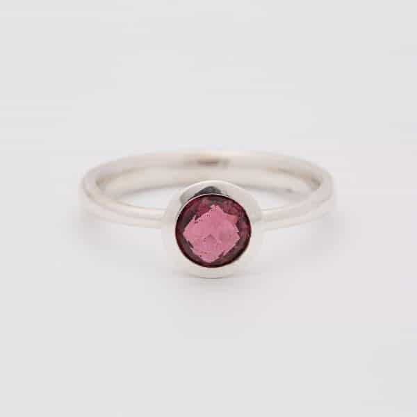 Garnet Faceted gemstone ring, sterling silver ring