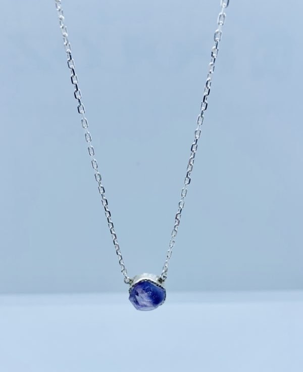 Amethyst Raw gemstone necklace, sterling silver
