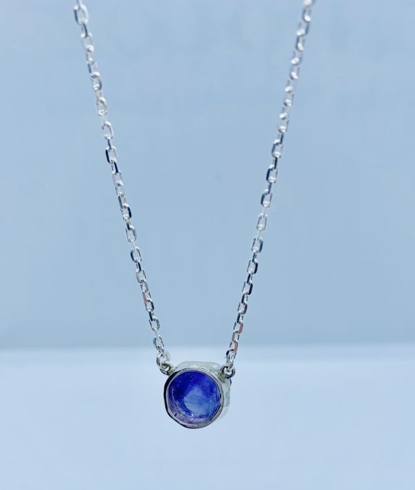 Amethyst Raw gemstone necklace, sterling silver