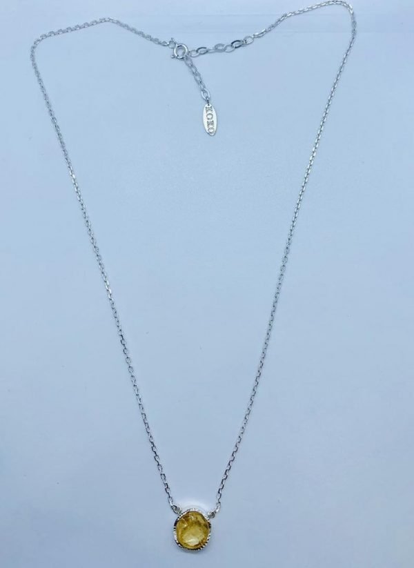 Citrine Raw gemstone necklace, sterling silver