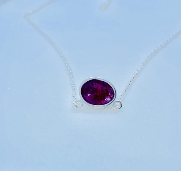 Raw Garnet gemstone pendant necklace sterling silver