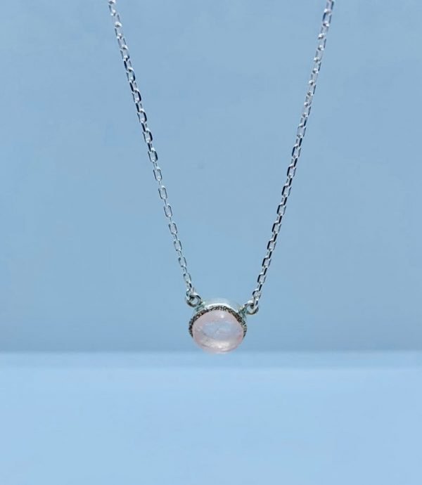 Raw Rose quartz Gemstone Necklace-Anya