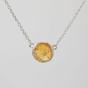 Citrine Raw gemstone necklace, sterling silver