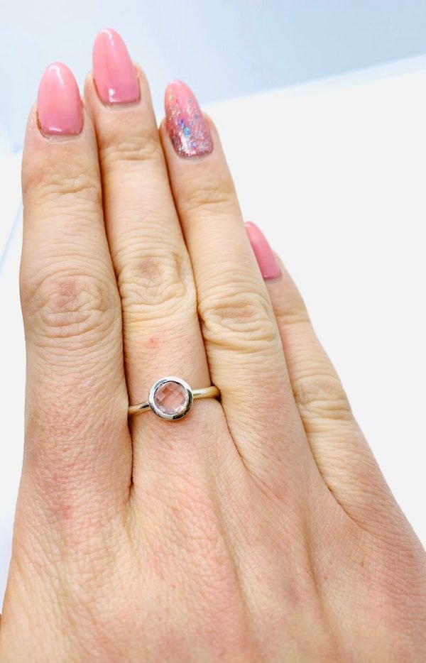 Rose Quartz Faceted Gemstone Ring