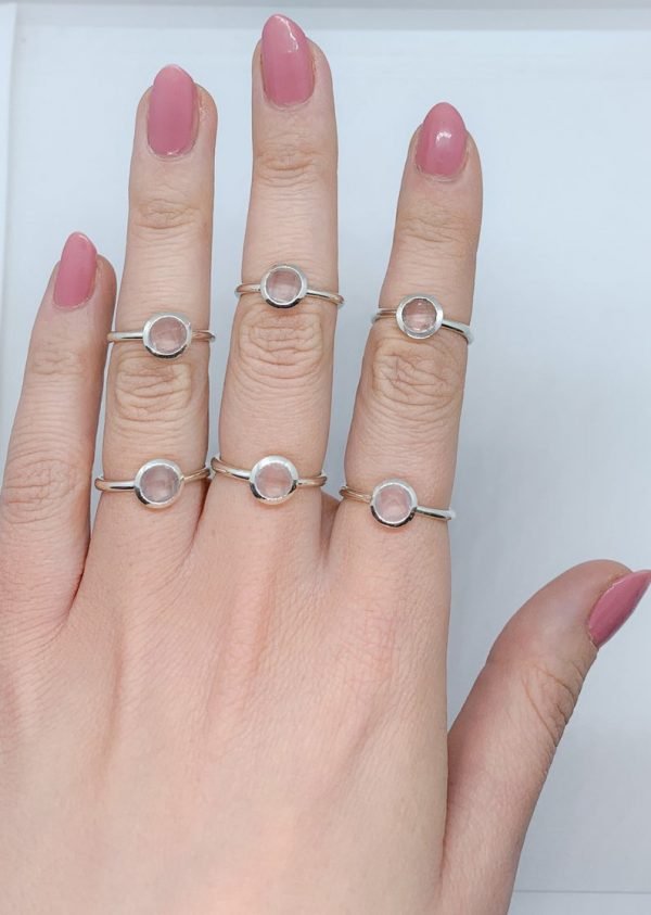 Rose Quartz Faceted Gemstone Rings