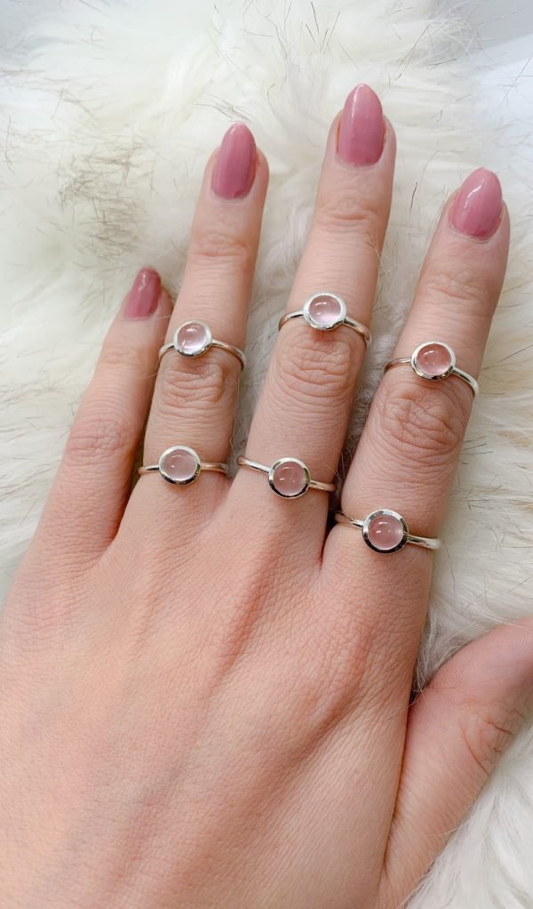 Rose Quartz Polished Gemstone Rings