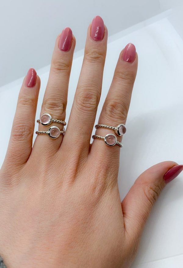 Rose Quartz Polished Gemstone Rings