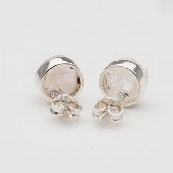 Raw Moonstone gemstone stud earrings sterling silver