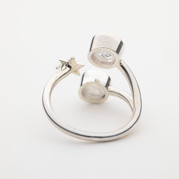 Raw Moonstone star gemstone ring handmade silver adjustable