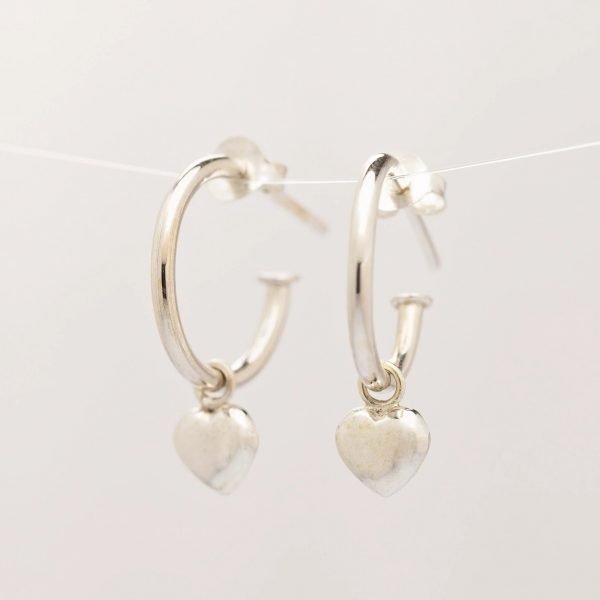 heart sterling silver hoop earrings