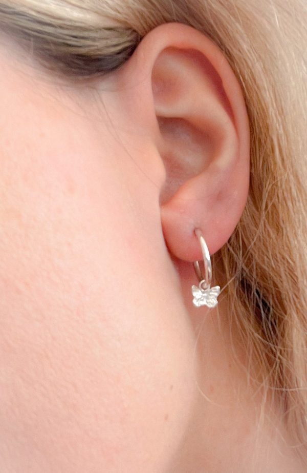 Butterfly hoop earrings sterling silver