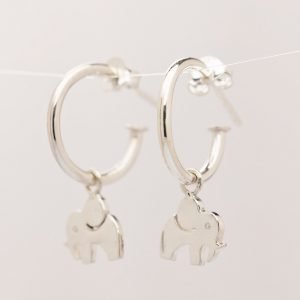 Elephant hoop earrings sterling silver