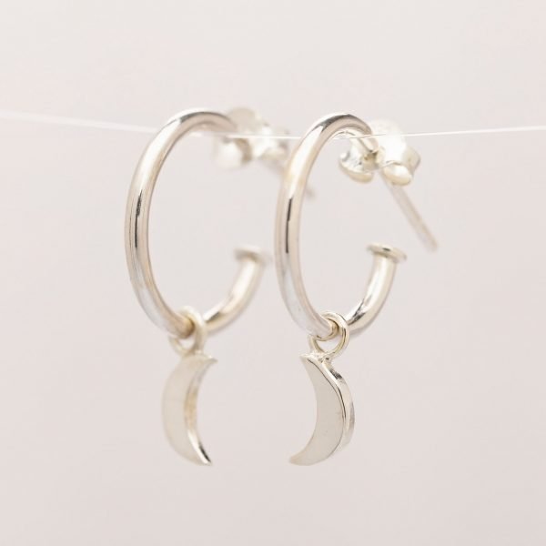moon sterling silver hoop earrings