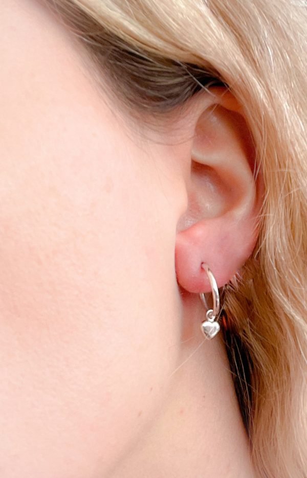 heart sterling silver hoop earrings