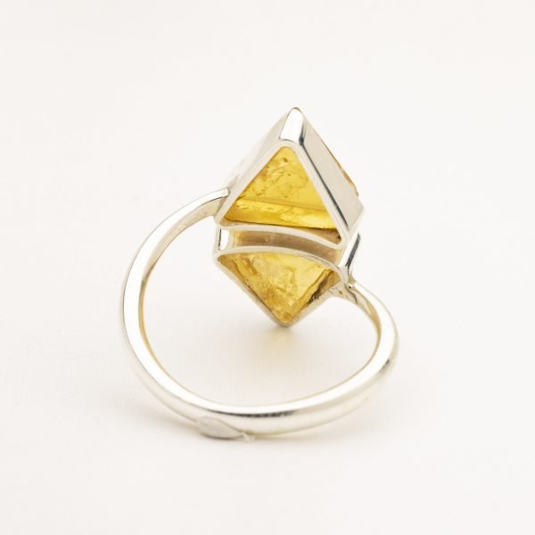 citrine raw gemstone triangle ring silver