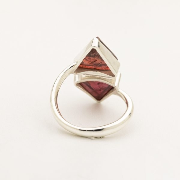 raw gemstone adjustable triangle ring silver