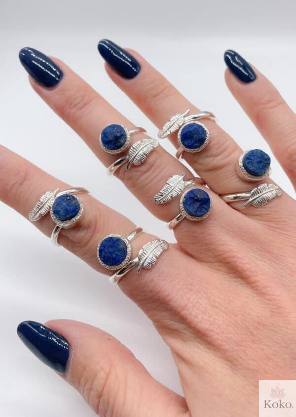 lapis lazuli ring being worn